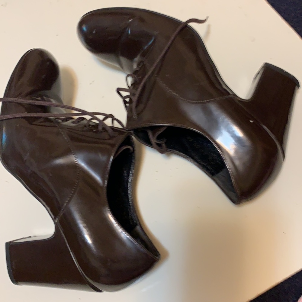 Anthropologie ROBERT CLERGERIE Brown leather ankle boots FRANCE BLOCK HEEL 6.5